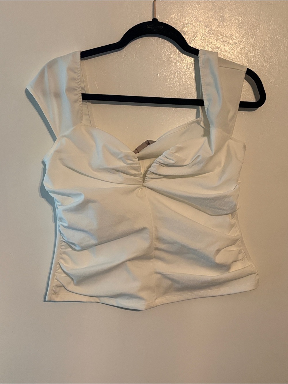 NWT: H&M White Ruched Sweetheart Crop Top Size Large